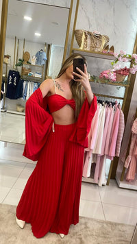 CONJUNTO PLISSADO 3 PEÇAS